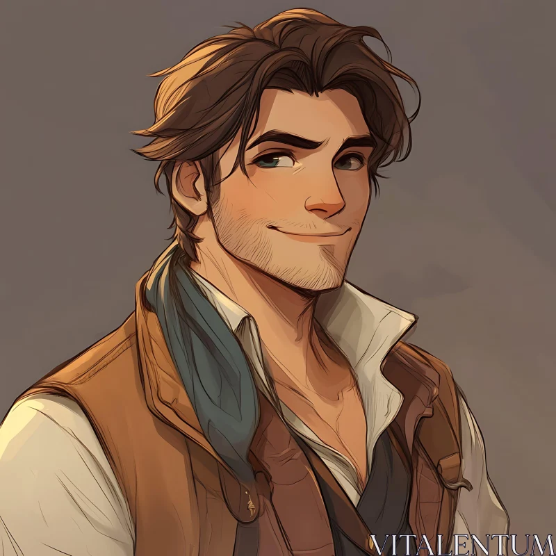 Drawing of a Happy Young Male Character