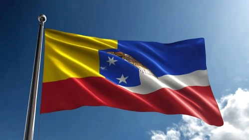 National Flag with Stars Waving in the Sky