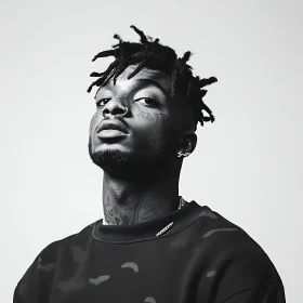 Portrait of a Man with Tattoos in Monochrome
