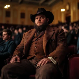 Man in Black Hat at Theater