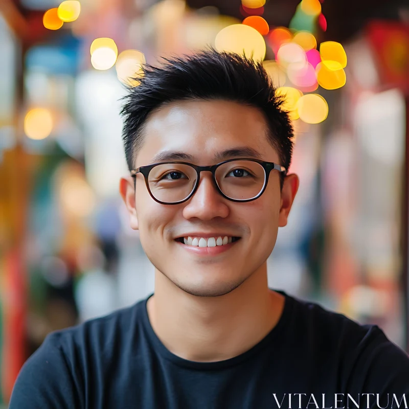 Joyful Portrait with Colorful Background