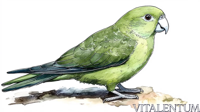 Green Parrot Illustration AI Image