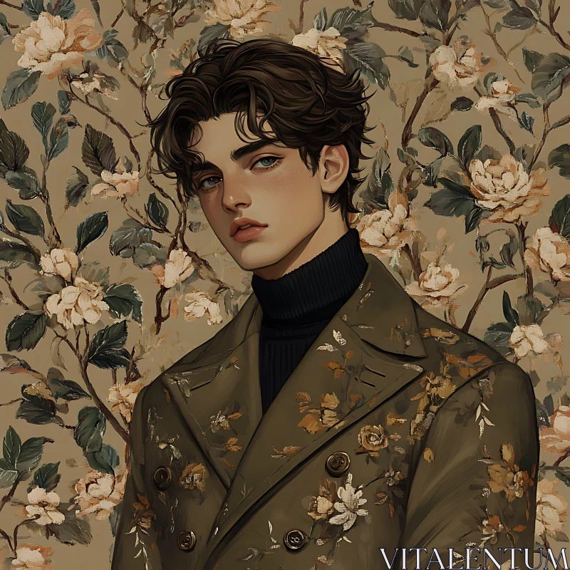 Sophisticated Floral Portrait of a Stylish Young Man