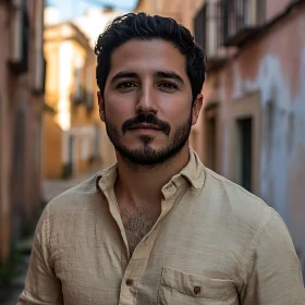 Bearded Man Standing Outdoors