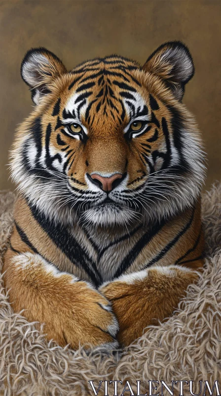 Intense Tiger Gaze in Natural Setting