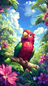 Colorful Parrot in Tropical Paradise