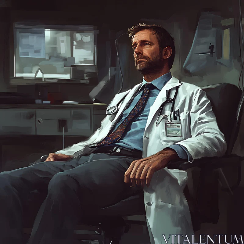 Thoughtful Doctor Portrait AI Image