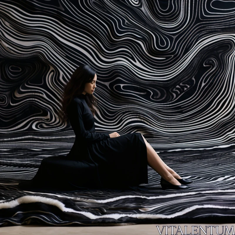 AI ART Abstract Art with Woman in Black Dress