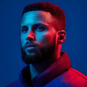 Dramatic Blue and Red Portrait of a Man