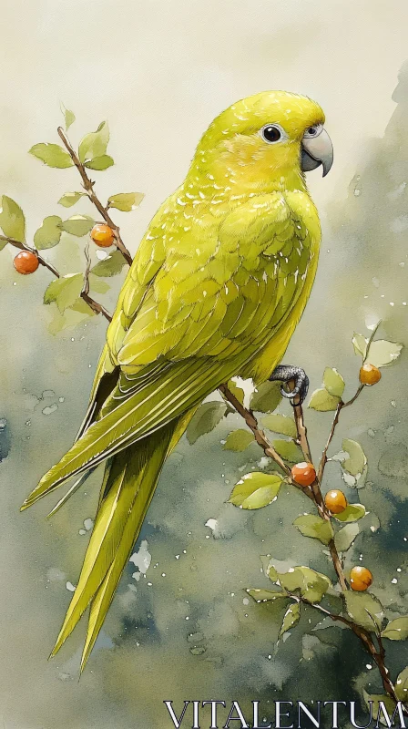 AI ART Yellow Parrot Perched Elegantly