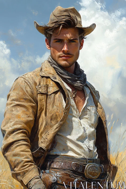 Portrait of a Rugged Cowboy AI Image