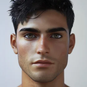 Detailed Male Portrait with Expressive Eyes