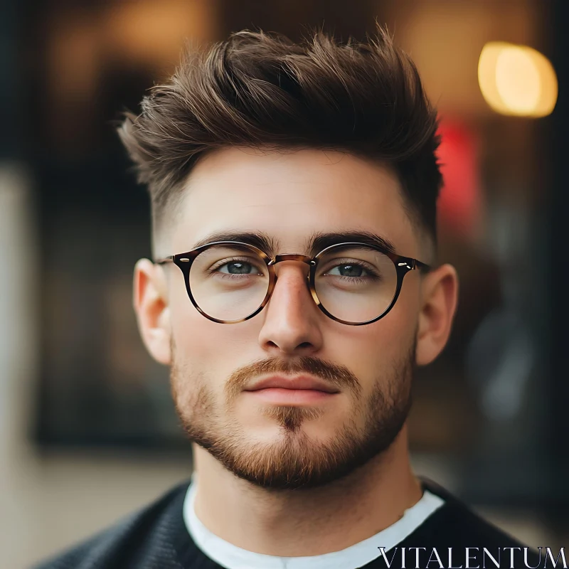 Casual Man Portrait with Modern Fashion Elements AI Image