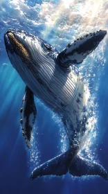 Whale Swimming Gracefully Underwater