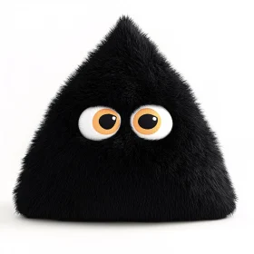 Fluffy Black Creature with Big Eyes