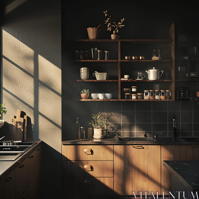 AI ART Rustic Sunlit Kitchen Interior Design