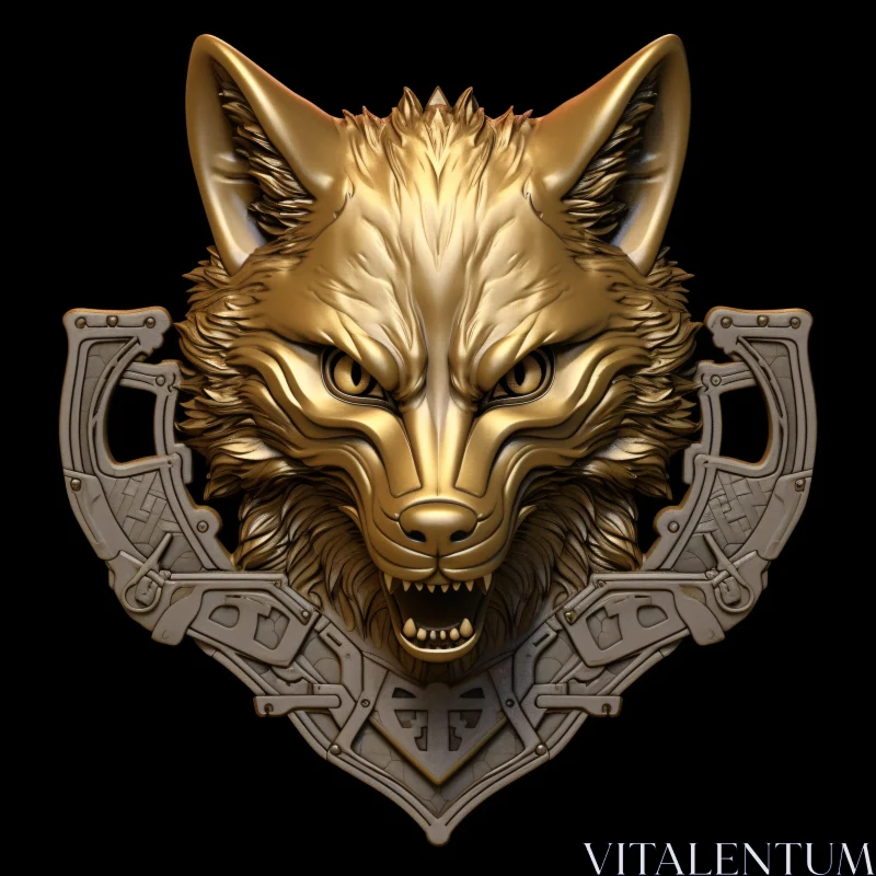 AI ART Intricate Gold Fox Head Decor