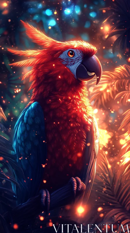 Colorful Parrot Amidst Jungle AI Image