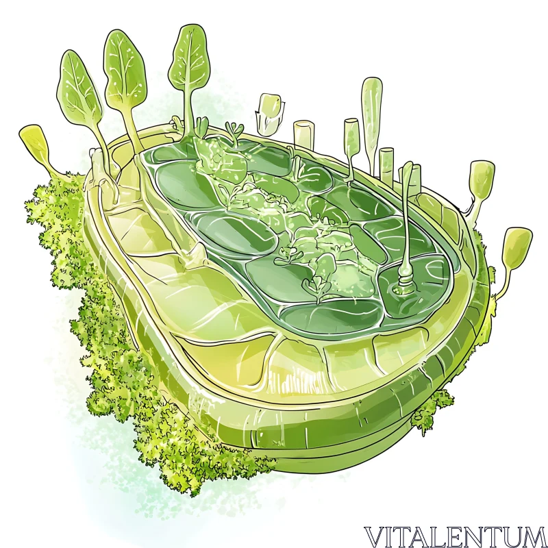 Detailed Green Leaf Organic Drawing AI Image