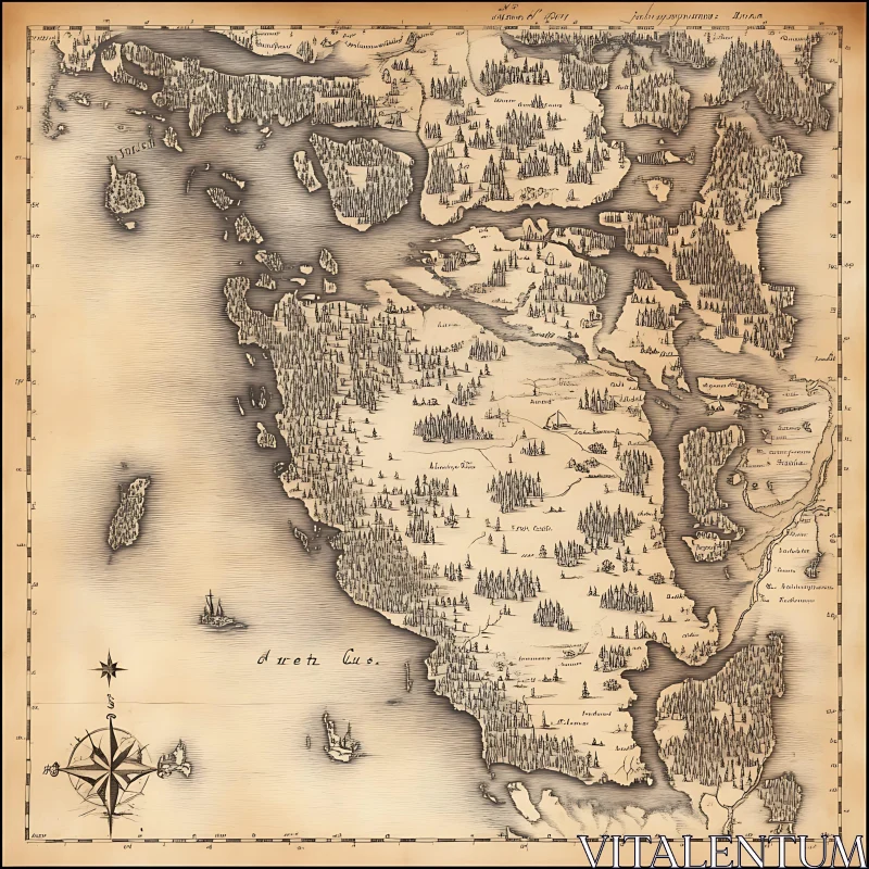 Hand-Drawn Historical Map AI Image