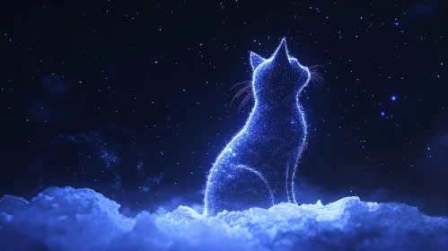 Glowing Cat in a Cosmic Night