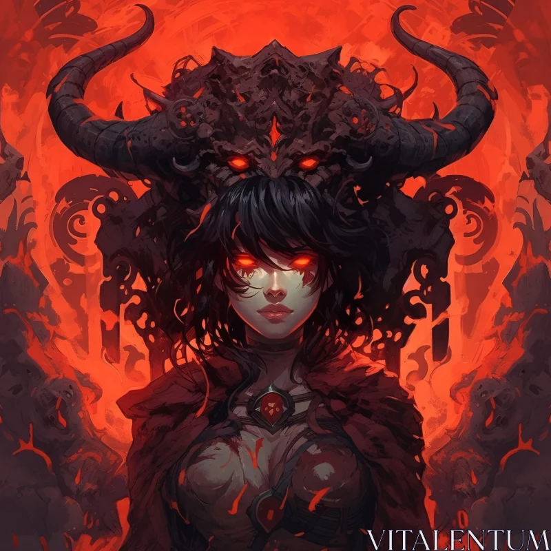 AI ART Intense Mythical Portrait in Red