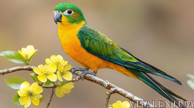 Colorful Parrot in Natural Habitat AI Image