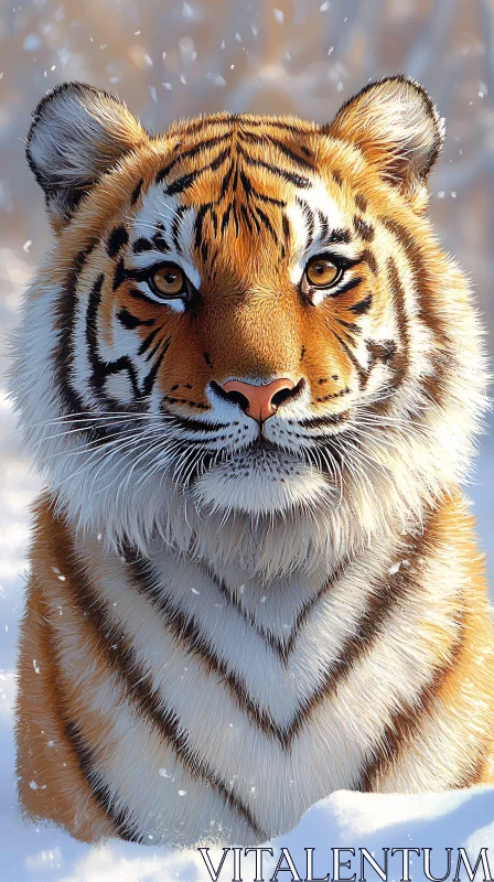 AI ART Tiger Portrait in Snow