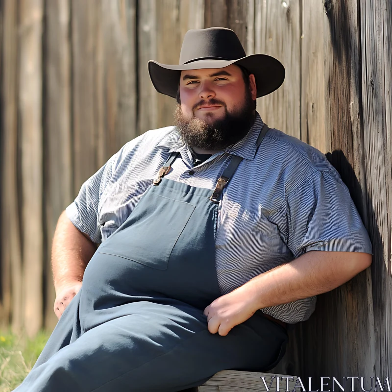 Outdoor Portrait of Man in Cowboy Hat AI Image