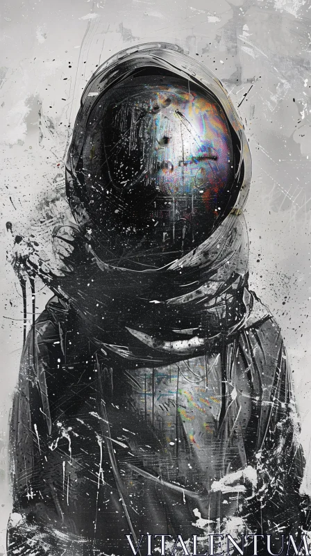 AI ART Surreal Astronaut Art in Black and White