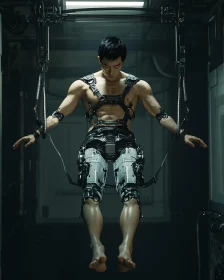 Cybernetic Man in Futuristic Suspension