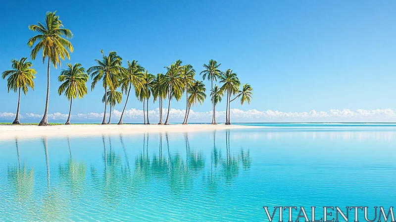 Tranquil Island Paradise with Palm Trees and Clear Waters AI Image