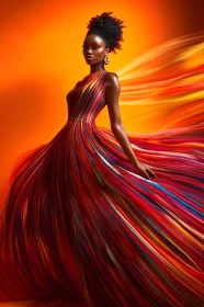 Colorful Gown Adorned Model