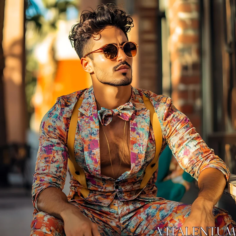 Confident Man in Fashionable Attire AI Image