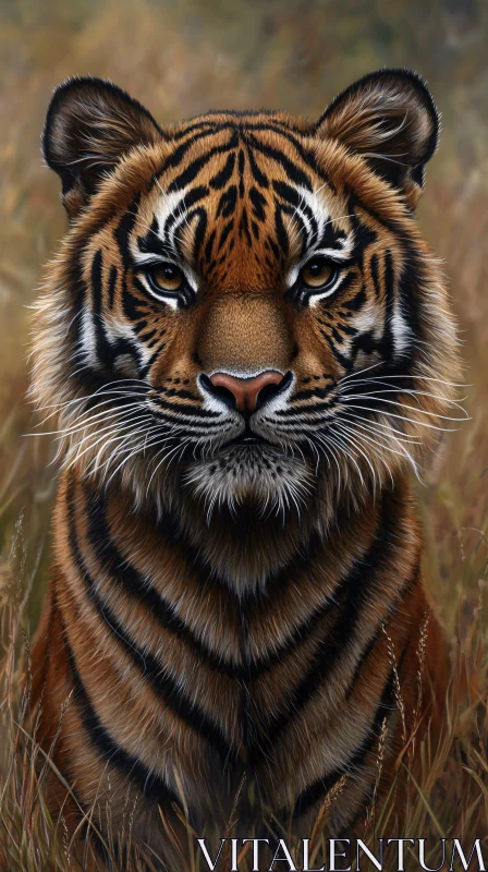 AI ART Close-Up of a Tiger in the Wild