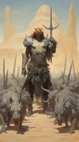 Dominant Warrior with Desert Creatures