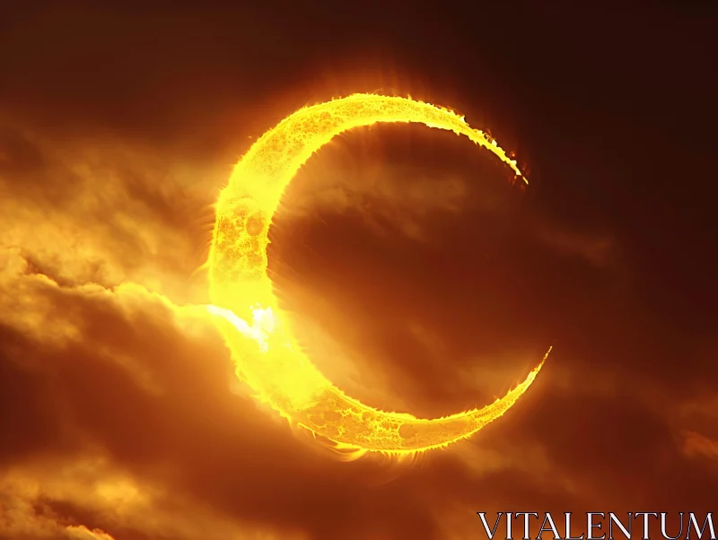 Glowing Orange Crescent AI Image