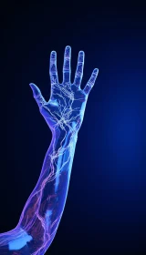 Cyborg Hand in Neon Blue