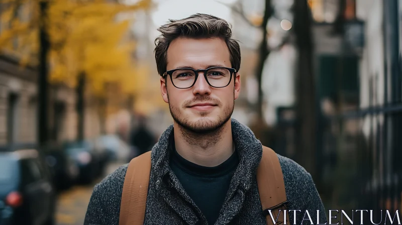 Confident Man in Autumn Setting AI Image