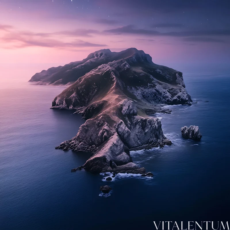 Sunset Over Majestic Island AI Image