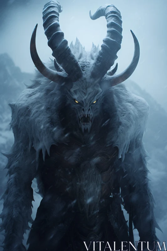 AI ART Fearsome Demon in Winter Storm