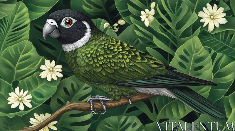 AI ART Parrot in a Green Paradise