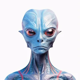 Otherworldly Blue Alien Portrait