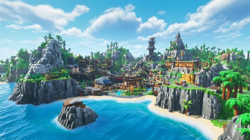 Lego Island with Mountains and Beaches