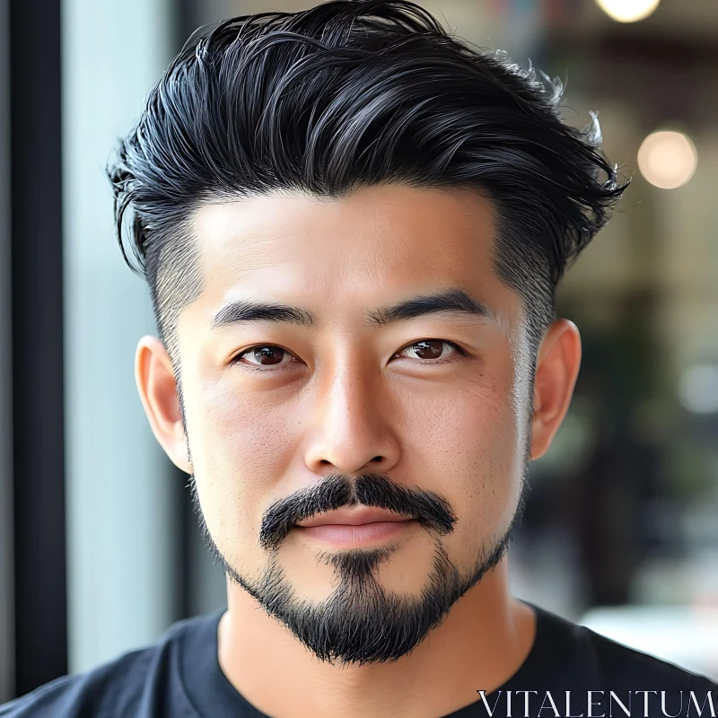 Close-Up Portrait of a Handsome Man AI Image