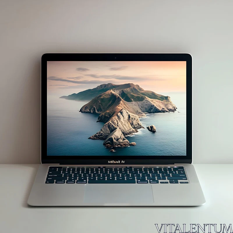 Modern Laptop Display Featuring Ocean Island AI Image