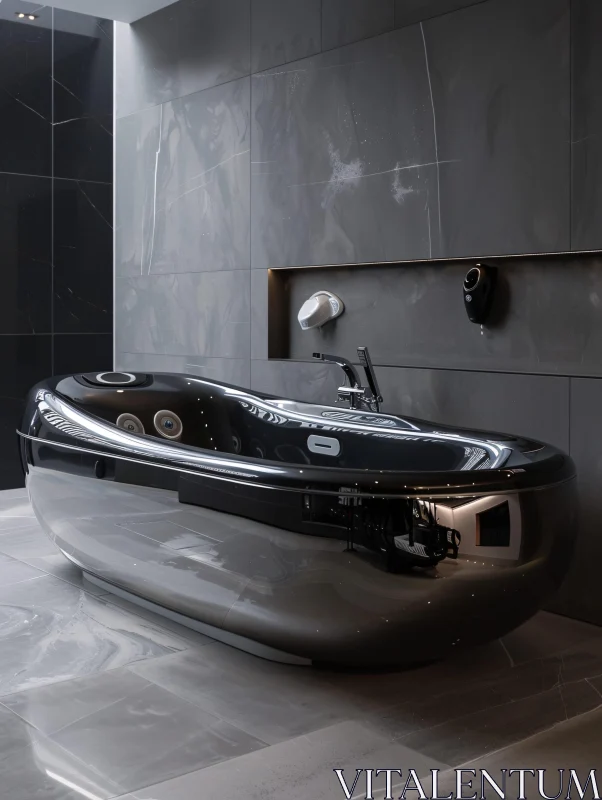 AI ART Sleek Bathtub in Luxurious Bathroom Design