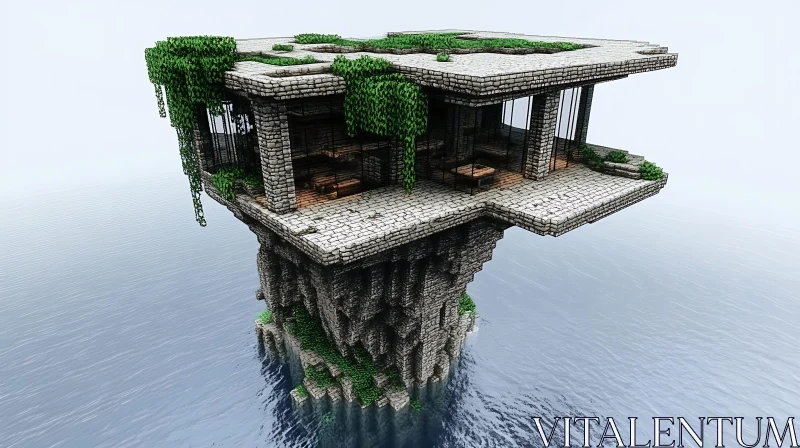 Floating House Built on Cliff AI Image