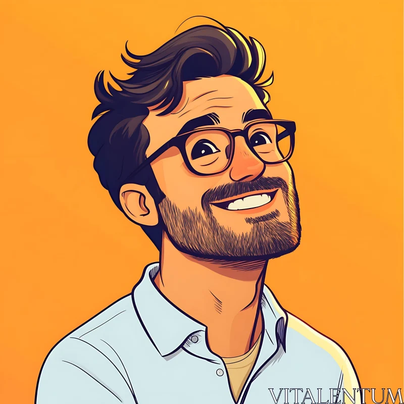 Joyful Cartoon Man in Glasses AI Image