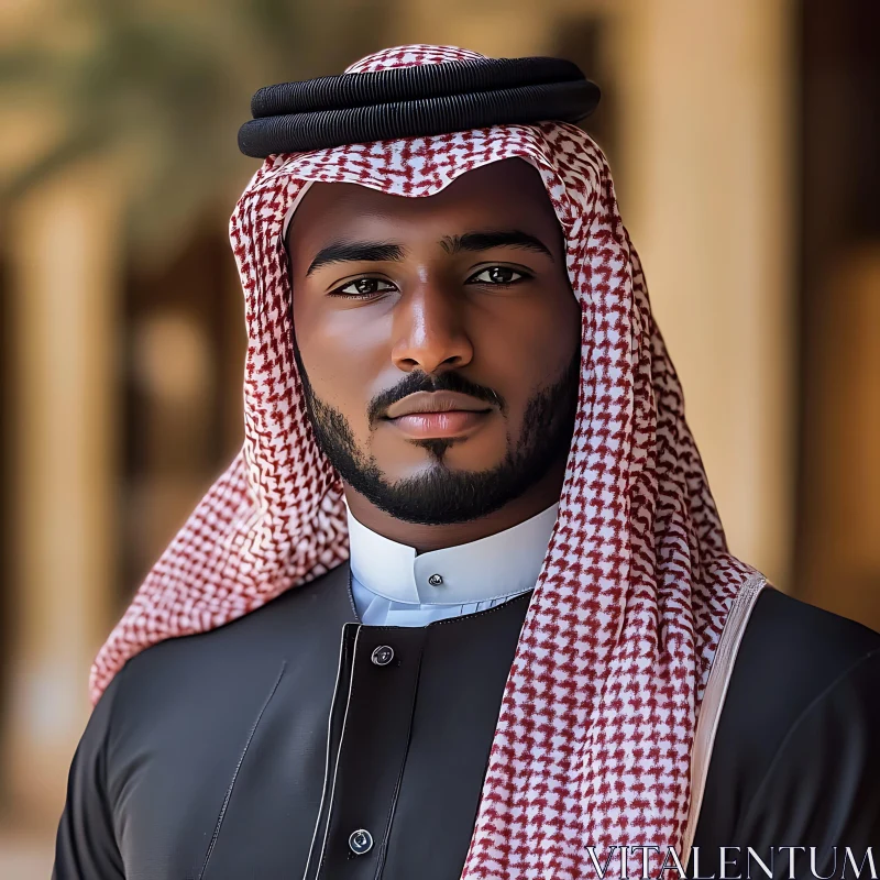 Man Wearing Keffiyeh and Thobe AI Image